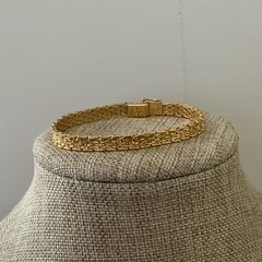 Vintage Monet Gold Woven Bracelet Textured Chain Link Slim Stackable 80s