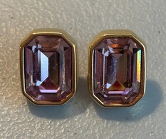 Swarovski Emerald-cut Lilac Crystal earrings signed marked *read