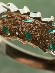 Sterling Silver ~ ROSS SIMONS Green CZ Pave Ring Size 7.75 Gold 4.4 g