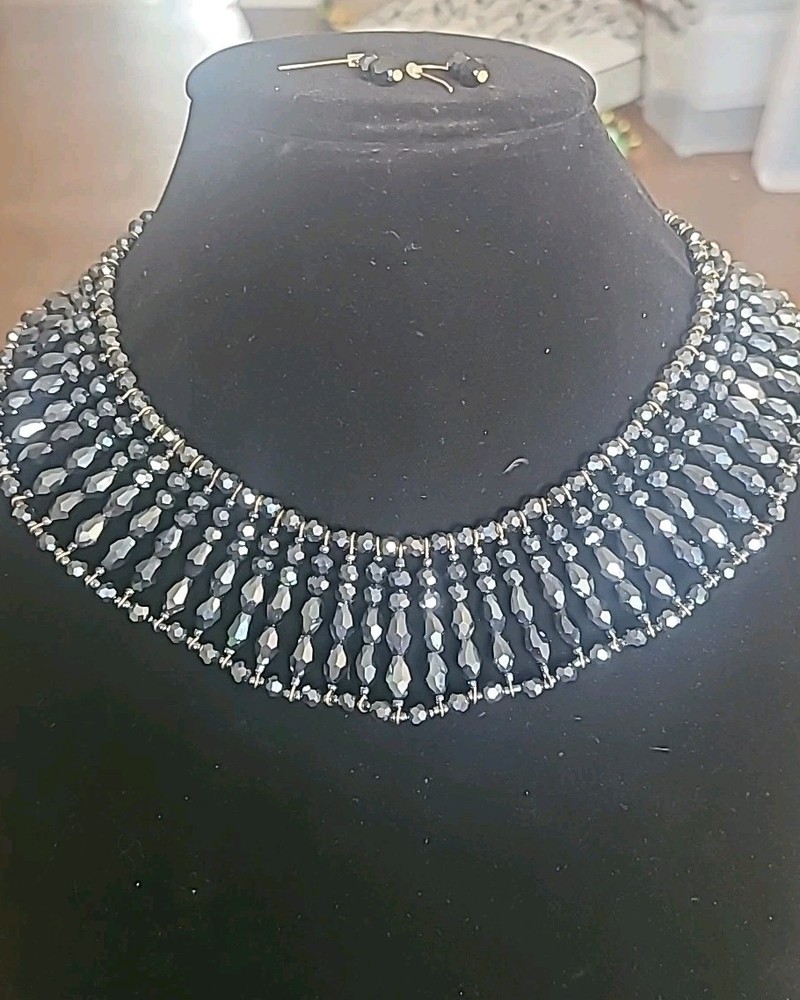 Vintage Cookie Lee Statement Vintage Collar Necklace Set With Pierced Earrings