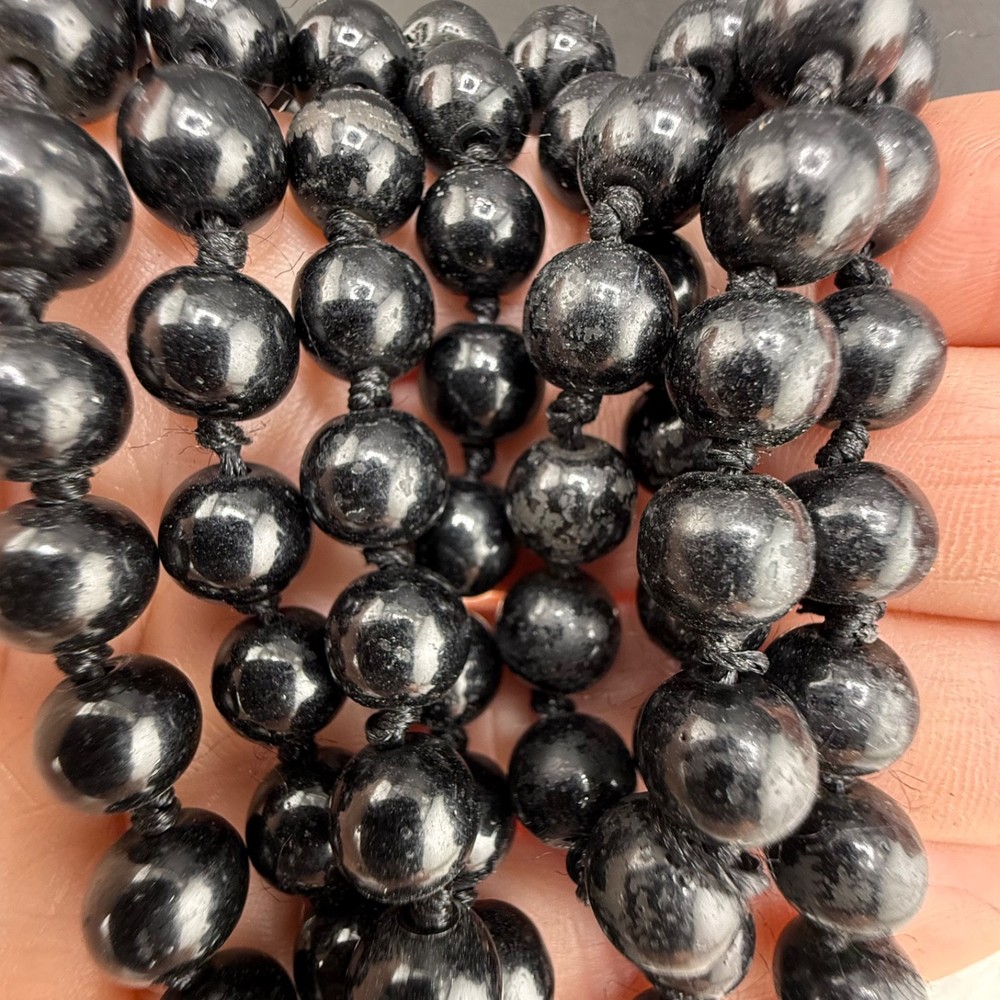 Vintage Beaded Glass Necklace Black Flapper Opera 64”