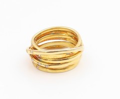 925 Sterling Silver Vintage Ring Gold Plated CZ Interlocking Band Sz 6 RG35381