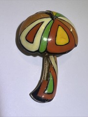 Vintage Eisenberg Artist Series Enamel Mushroom Brooch Pin Signed