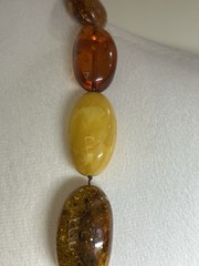 Vintage Baltic Amber Necklace 26” 127g Huge 45mm Beads Butterscotch Cognac