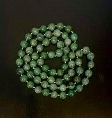 Vintage Green Gem 10 mm Beads 31 inch Necklace Hand Knotted