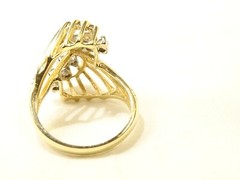 Vintage Unique Mid Century Modern 14 K Gold Diamond Twisted Column Sz 6 Ring RDW