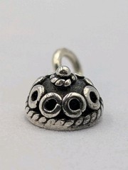 Vintage 925 Sterling Silver Bali Flower Dome Charm Small Half Bead 1.1g Filigree