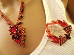 Juliana Rhinestone NECKLACE BROOCH EARRING SET Book Pcs Magenta Pink