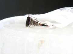 Vintage Art Deco Style Sterling Silver 925 Natural Smoky Quartz Ring 7
