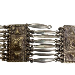 Vintage Mexican Alpaca Temple Linked Necklace Bracelet Hallmarked Needs Repair