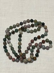 1980’s hand knotted green multicolored agate beads no clasp 33 in necklace