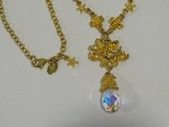 Vintage KIRKS FOLLY Fairy Angel drop Aurora Borealis Crystal necklace Butterfly