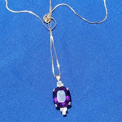 Original EARTH MINED AMETHYST DIAMOND Deco Style Necklaces SOLID 14K GOLD 20″ in