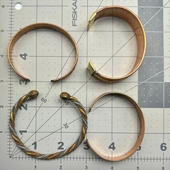 Bundle lot 4 vintage tri tone copper brass nickel cuff adjustable bracelets