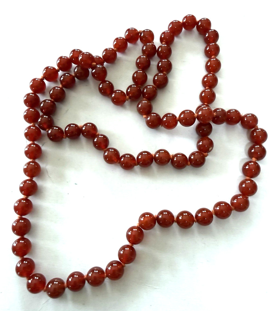 CARNELIAN Beaded Knotted Necklace