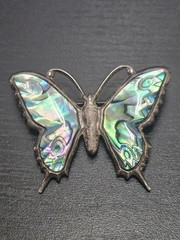Signed Ataahua Sterling Silver Abalone Paua Shell Brooch