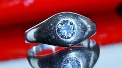 14k white gold ring 0.33ct natural diamond sz 4.5 solitaire antique 3.64gr N3622