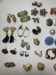 Vtg Lot of 54 Gold Tone Clip On & Screw Back Earrings Bergere Monet Trifari Etc