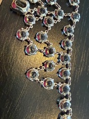 Vtg Open Back Crystal Clear Festoon Necklace Bezel Tier Tiered Set Drop 15.5”