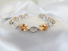 Vintage Sterling Silver 925 Gemstone Tennis Station Bracelet Fits 7″