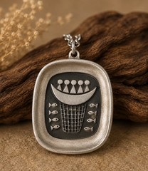 Vintage Swedish Pewter Necklace Roland Landerholm Tenn Fish Pendant Chain