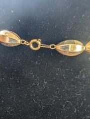 Gold Metallic Chain Necklace Strung Oval Faceted Beads Long Or Double 24″ Vntg