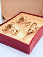 Vintage Swank Mid-Century Gold-tone Cufflinks and Tie Bar Set in Orininal Box