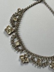 Vintage Elegant Draping Clear Rhinestone Silvertone Choker Necklace – 15.5 inche