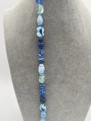 Vintage Venetian Mixed Lampwork Blue Glass Beaded Necklace W/ Matching Earrings