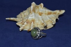 RING VTG Ukrainian russian STERLING SILVER 925 Genuine Green Nephrite Nephritis