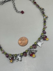 VTG Mary Demarco Multicolor Crystals Rhinestones SilverTone Leaves Necklace
