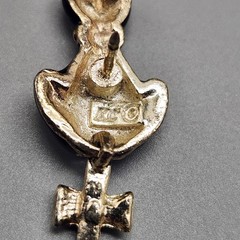 Vtg Black Cat Scatter Pin Tail Moves Brooch Gold Tone Rhinestone Bow Collar KC