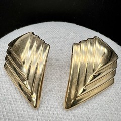 Vintage Barclay Monet Earrings Lot Art Deco Geometric Gold Tone Designer 3 Pairs