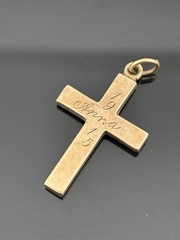 ATQ 1915 Rose Gold Filled Cross Pendant Yellow Gold Flower Accents 1.25″ ANNA