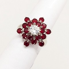 Vintage Luxury RING Sterling Silver 925 with Bright Stones -size: 7.5 (18mm) #68