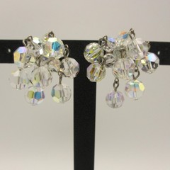 Vintage AB Earrings Cha Cha Beaded Post Backs For Pierced Ears