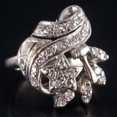 Vintage 1940’s 14k White Gold Single Round Diamond Star Style Ring .20ctw 4.7g