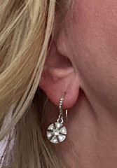 Art Deco Style Pave Rhinestone Silver Tone Pierced Wire Dangle Earrings 1.5”