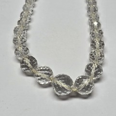 Vintage Graduated Faceted Rock Crystal Quartz Hand Strung Necklace 15″