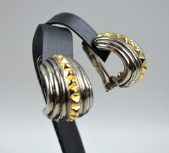 Vintage Silver Tone Gold Tone Clip On Half Moon Shaped 1″
