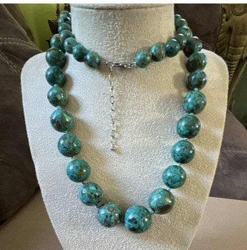 Vintage AIL Aluma 925 Sterling Silver Turquoise Graduated Bead Necklace 28” 133g