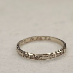 Antique 1934 Ostby Barton 14K White Gold Art Deco Wedding Band Engraved Sz 6