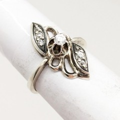 Vintage Elegant RING Silver 925 with Chic Bright Stone -size: 6.75US (17mm) #123