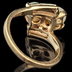 Vintage Toi At Moi Ring Pearls Diamonds 10k Yellow White Gold Estate Retro Gift
