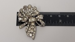 Vtg Fan/Bow Brooch & ALBION Signed Screwback Earrings Mid-century Rhinestones