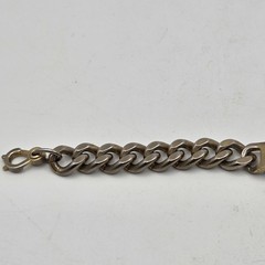 Signed Richard Kalbe Nickel Silver ID Bracelet Bar & Chain Worn Gold Wash John