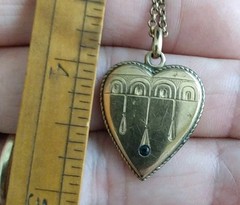 antique Edwardian Gold Filled heart Shaped Pendant & 18 Inch Gold Filled Chain