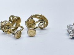 Lot Of 3 Vintage Screw Back Earrings BELL, Sterling, Sorrento, Rhinestones