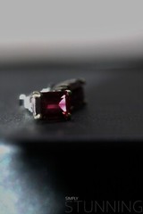 Fashion Jewlery New Rhodolite crystal Earrings “Red” Emerald cut 14k