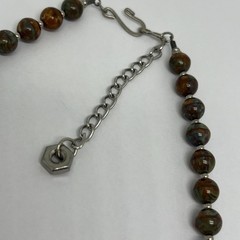 Vintage Modernist Geometric Disk Pendant Necklace Industrial Metal Resin Bead